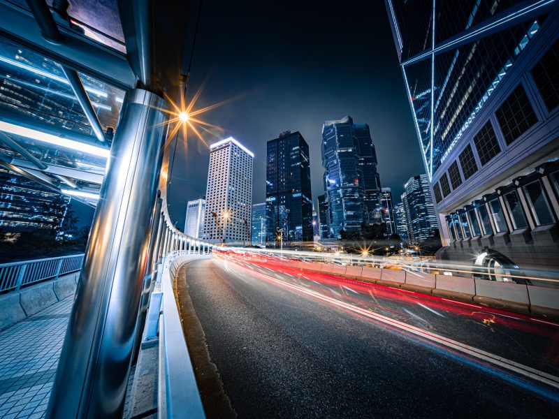 Traffic night at Central, Hong Kong, China